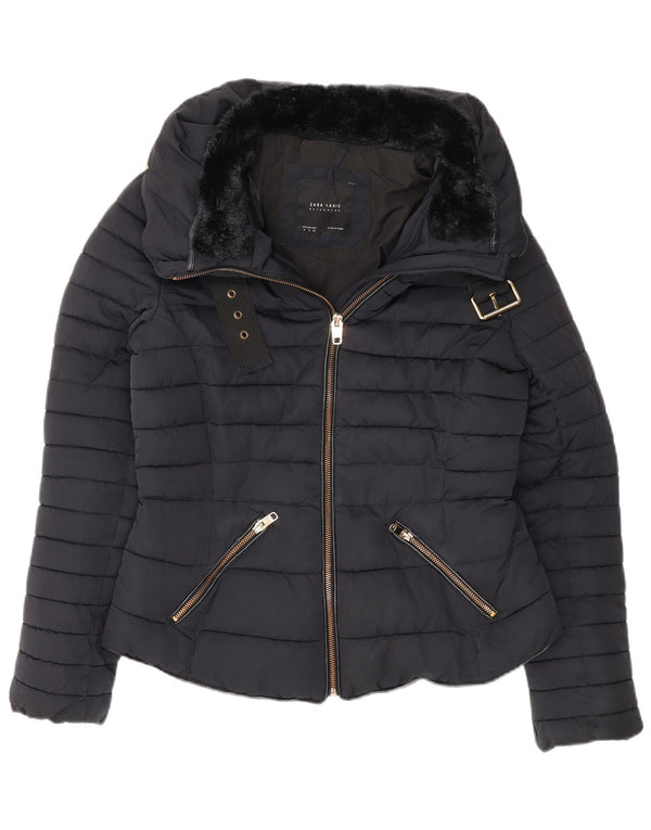 Zara ženska podstavljena jakna UK 12 Medium tamnoplavi poliester