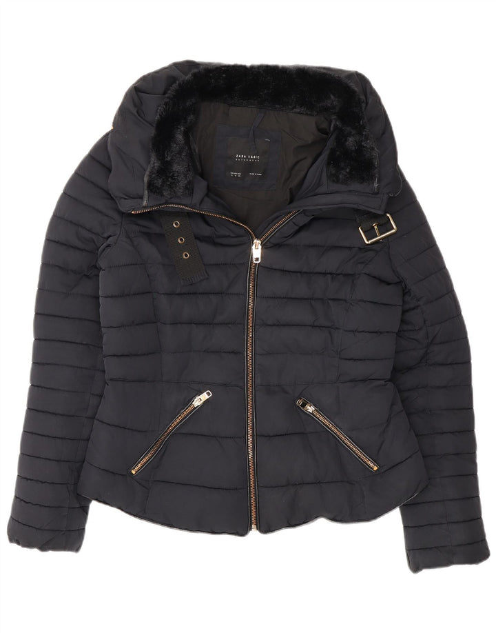 Zara ženska podstavljena jakna UK 12 Medium tamnoplavi poliester