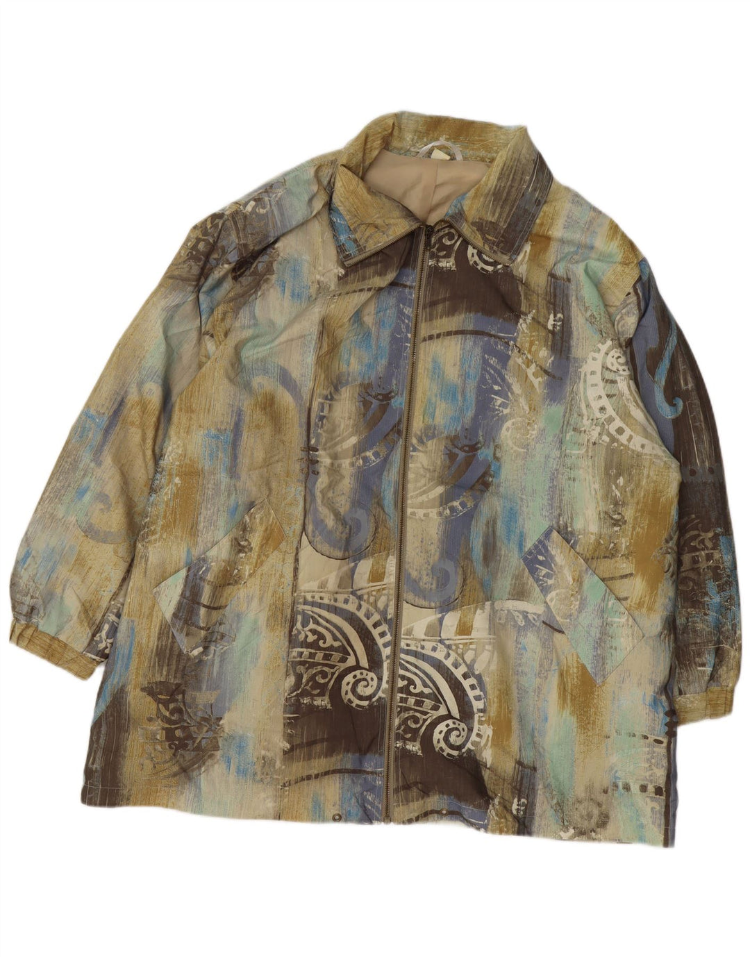 Vintage ženski preveliki kaput IT 50 XL Višebojni paisley poliester