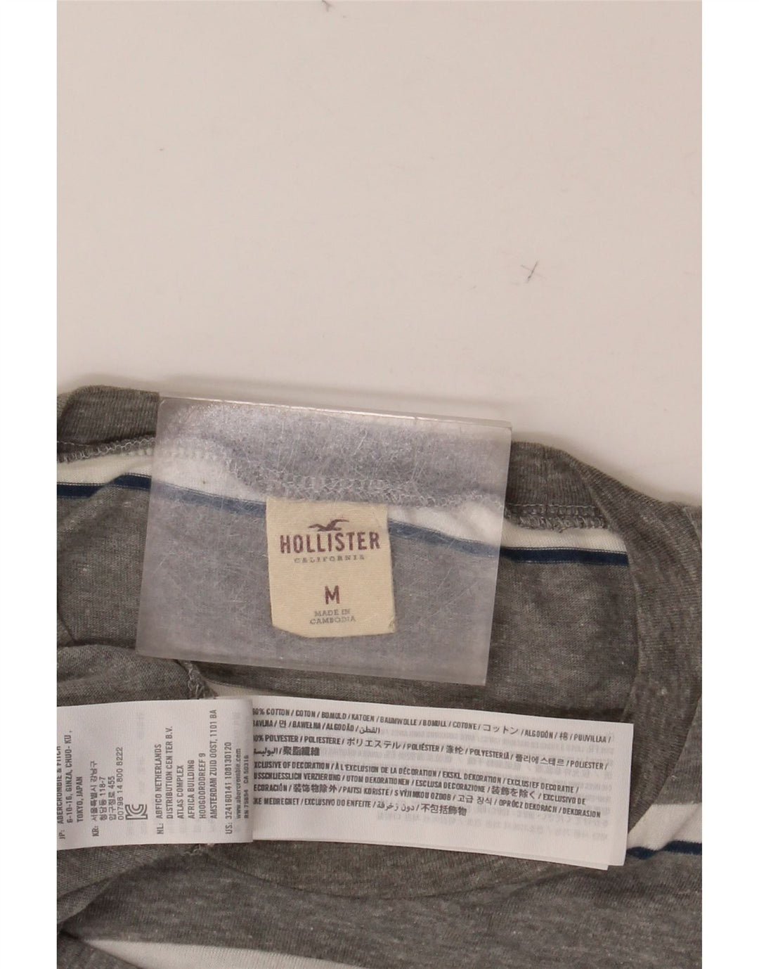 HOLLISTER Muška majica kratkih rukava Srednje sivi pamuk na pruge