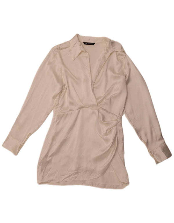 ZARA ženska pulover haljina UK 14 srednje bijele svile