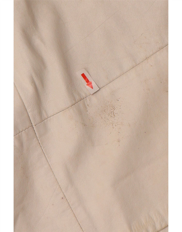 Vintage dvodijelni ženski kožni komplet suknji UK 12 srednje veličine W26 sivo bijeli