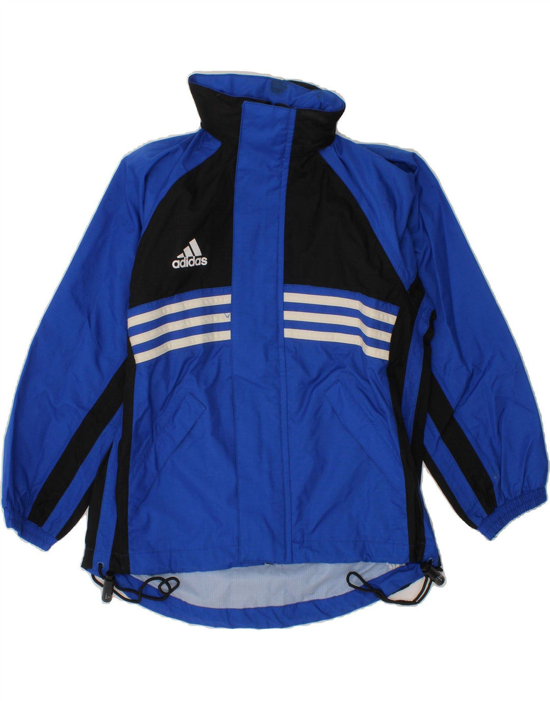 ADIDAS Boys Rain Jacket 9-10 Years Blue Colourblock Nylon Vintage Adidas and Second-Hand Adidas from Messina Hembry 