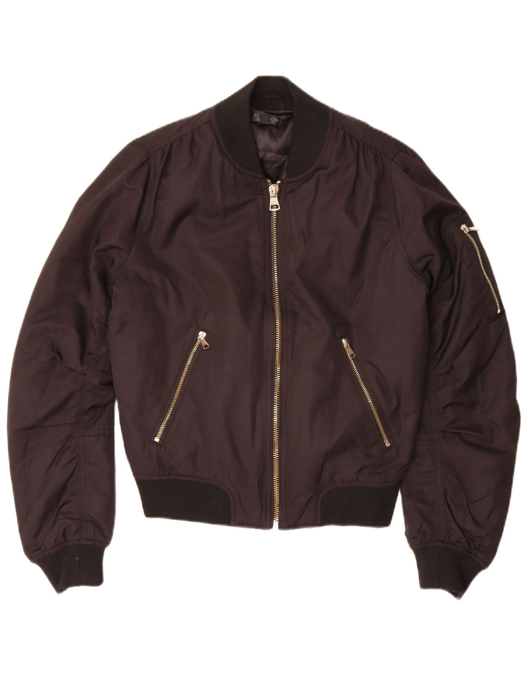 Topshop ženska prevelika bomber jakna UK 10, mali crni poliester