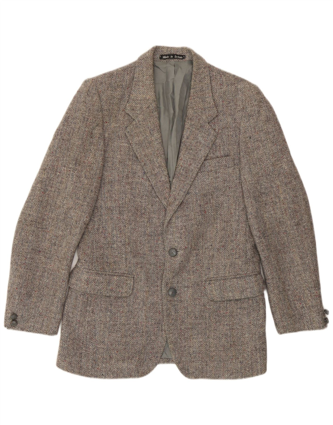 Harris Tweed muški sako sa 2 gumba UK 36 Mala siva riblja kost