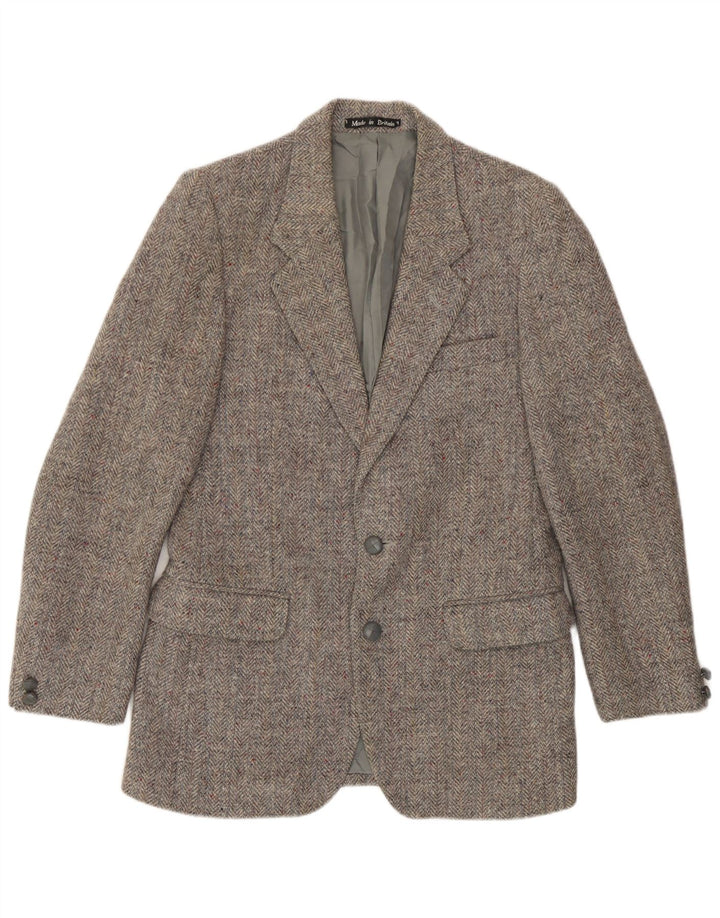Harris Tweed muški sako sa 2 gumba UK 36 Mala siva riblja kost