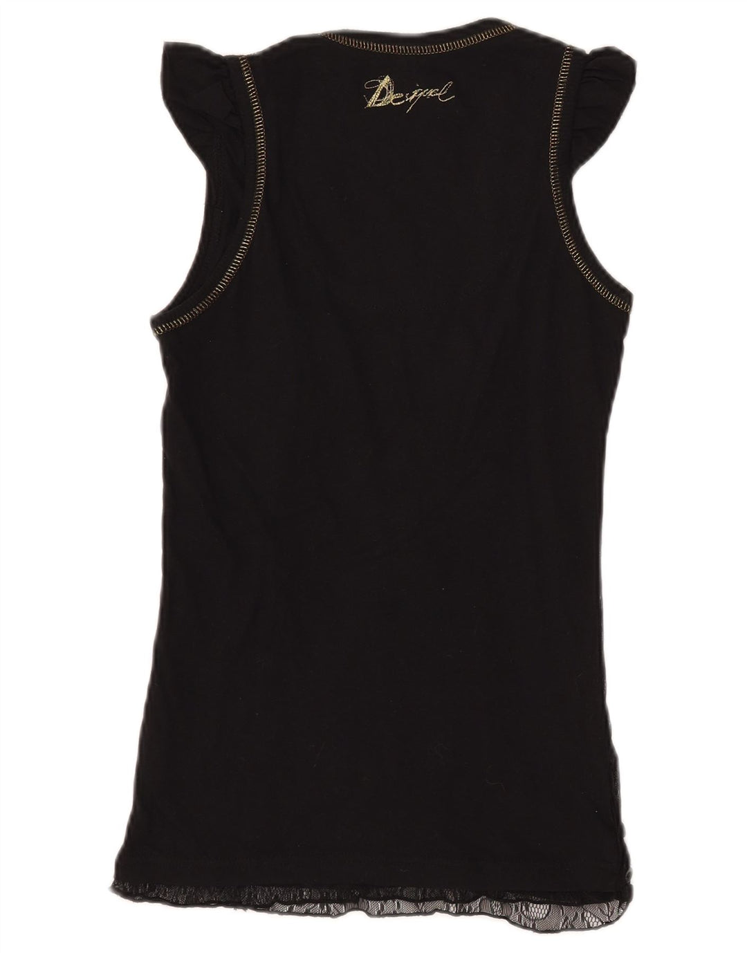 DESIGUAL gornji dio ženske grafičke bluze UK 8 Mali crni geometrijski poliamid