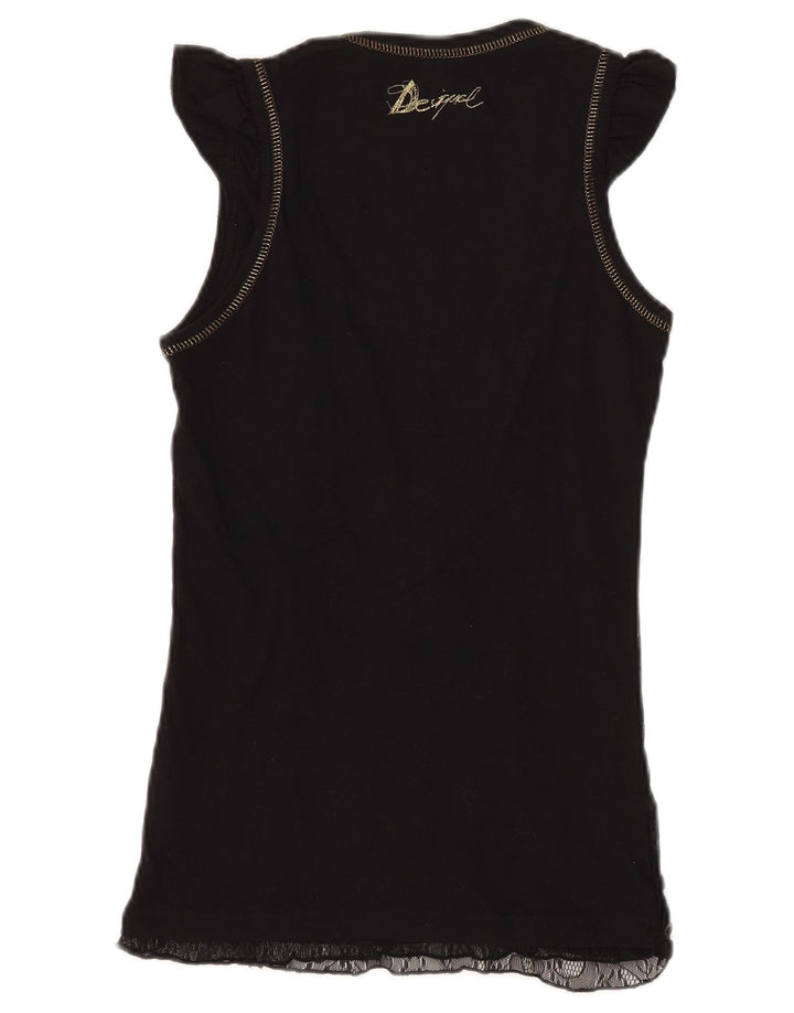 DESIGUAL gornji dio ženske grafičke bluze UK 8 Mali crni geometrijski poliamid