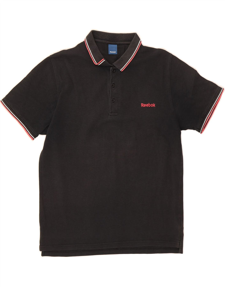 REEBOK Mens Polo Shirt Medium Black Cotton Vintage Reebok and Second-Hand Reebok from Messina Hembry 
