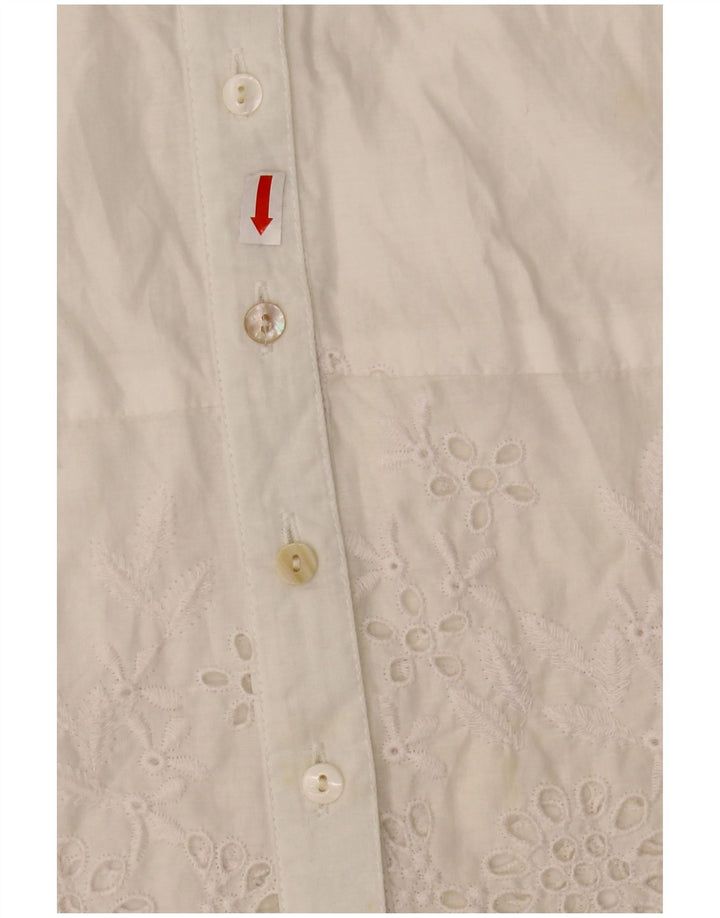 WAREHOUSE Ženska košulja kratkih rukava UK 10 Mali bijeli poliester