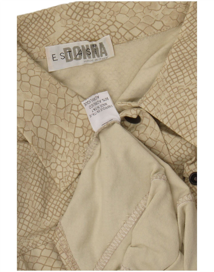 VINTAGE ženska košulja s apstraktnim uzorkom UK 12 srednje bež životinjskog uzorka