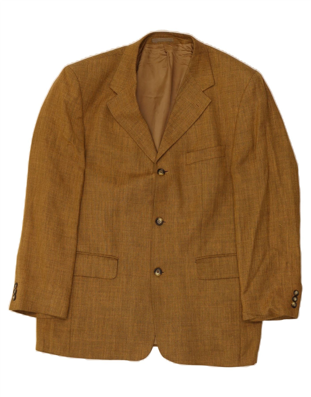 KARTEL Mens 3 Button Blazer Jacket UK 42 XL Brown Herringbone Vintage Kartel and Second-Hand Kartel from Messina Hembry 