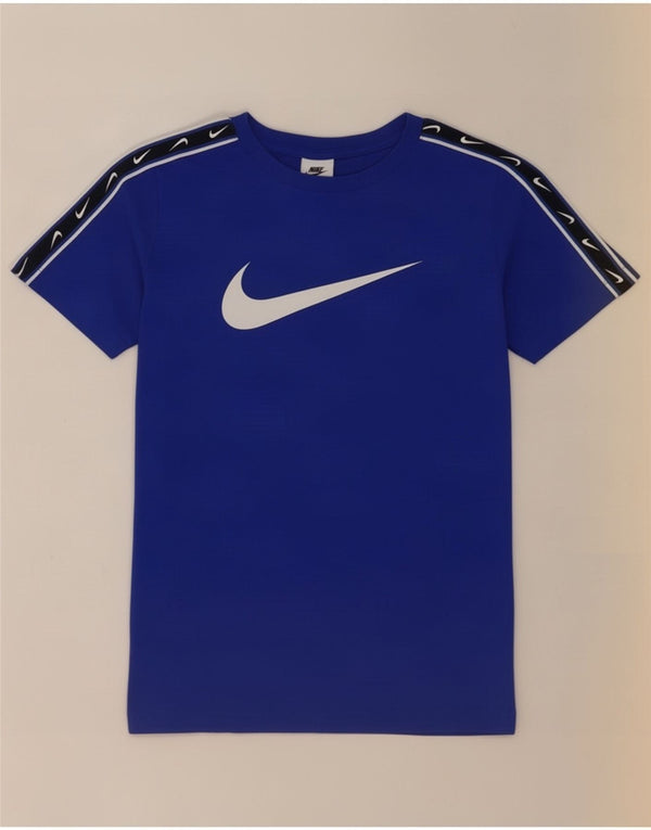Nike Boys Graphic T-Shirt Top 13-14 Years XL Blue Colourblock Cotton