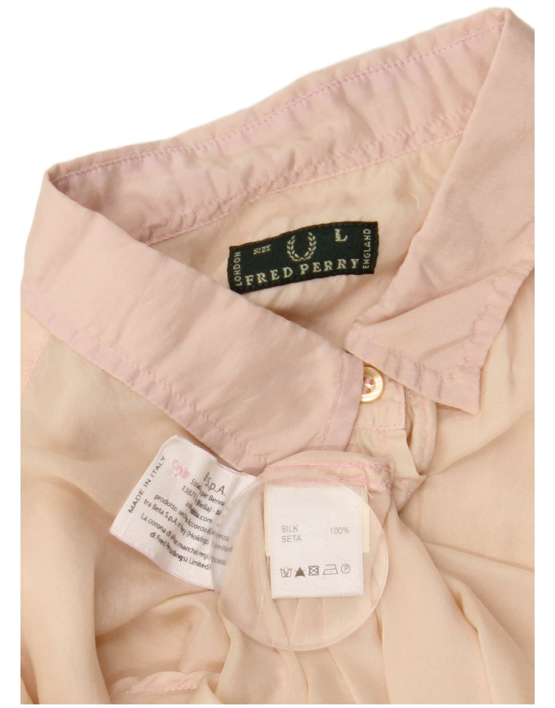 FRED PERRY Ženska košulja bluza UK 14 Velika bež svila