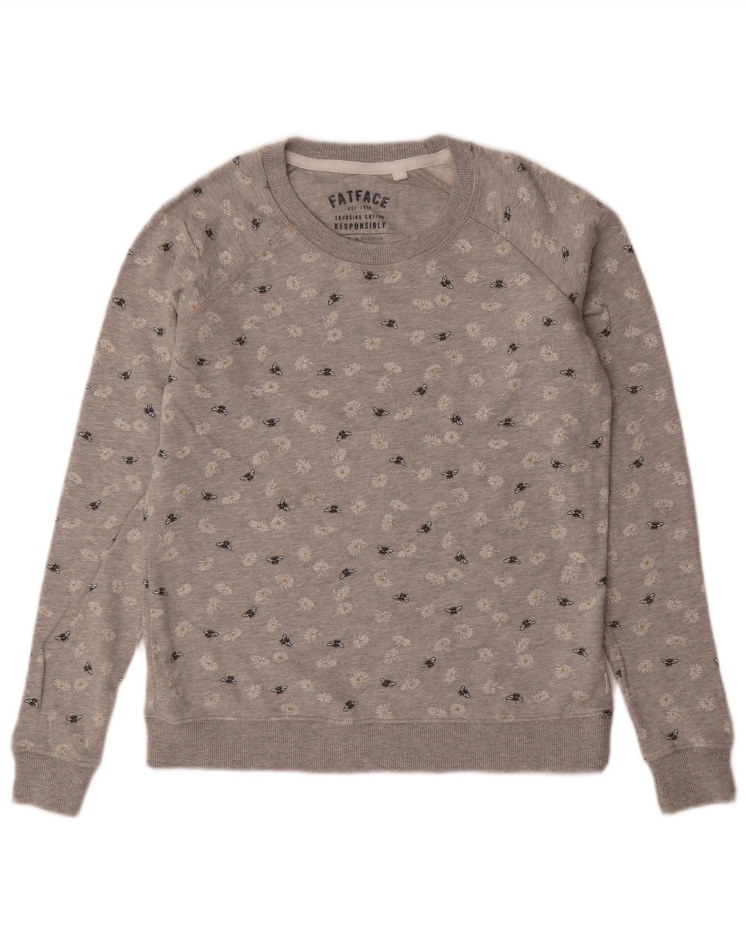 FAT FACE Ženska majica s kratkim rukavima UK 6 XS Sivi cvjetni pamuk