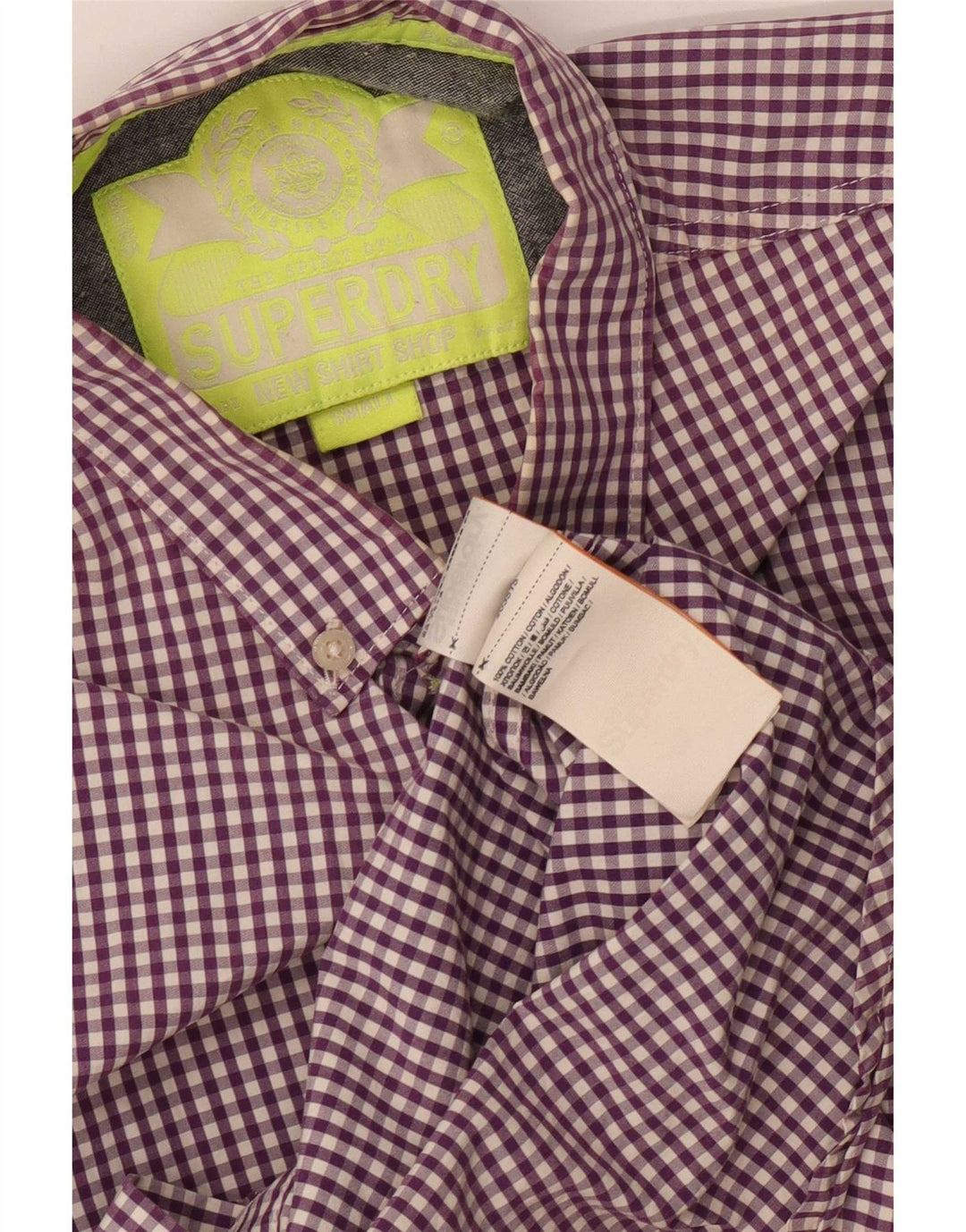 Superdry muška majica mala ljubičasta pamuk od ginghama