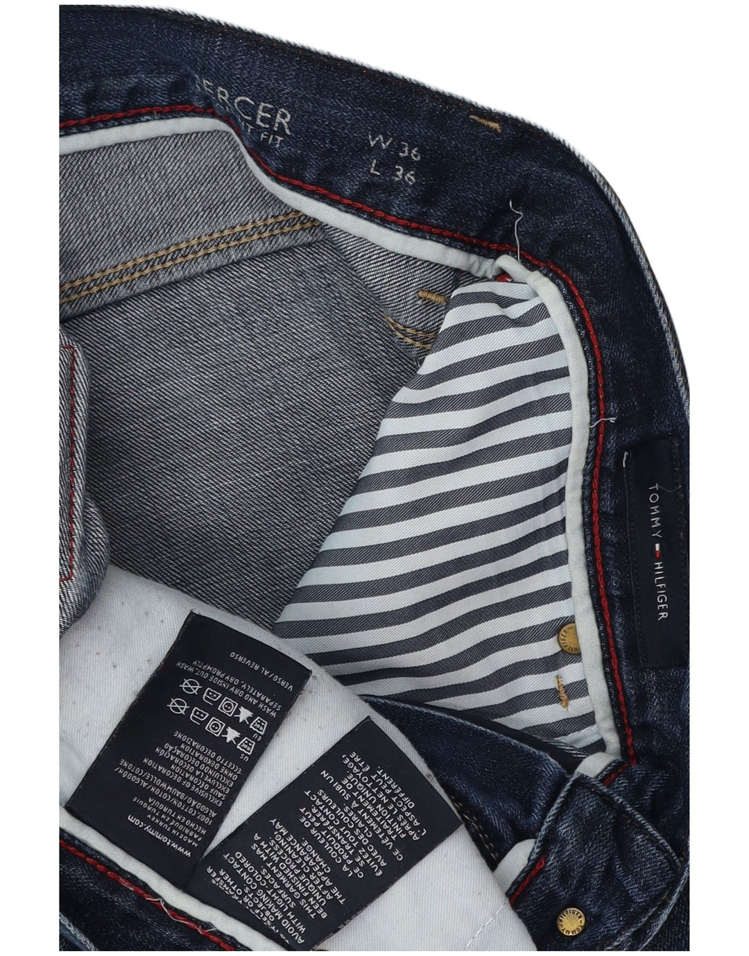 TOMMY HILFIGER Muške ravne traperice Mercer W36 L36 Plavi pamuk