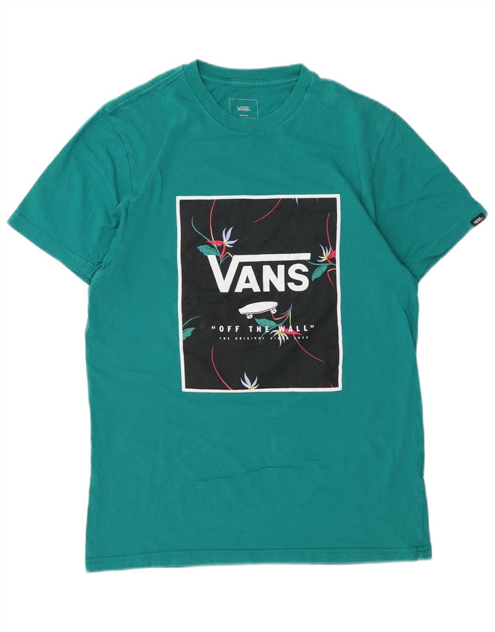 VANS Mens Custom Fit Graphic T-Shirt Top Medium Turquoise Cotton Vintage Vans and Second-Hand Vans from Messina Hembry 