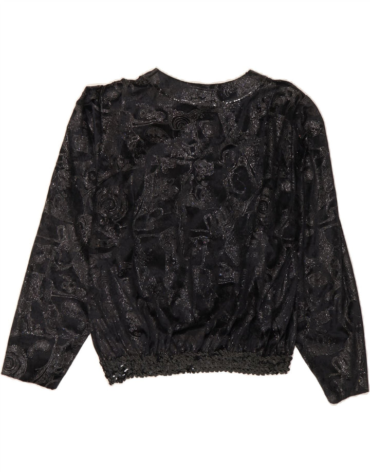 VINTAGE Womens Abstract Pattern Blouse Top UK 18 XL Black Paisley Vintage Vintage and Second-Hand Vintage from Messina Hembry 