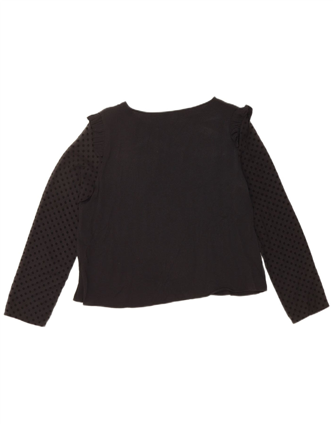 ZARA Womens Long Sleeve Crop Blouse Top UK 14 Medium Black Spotted