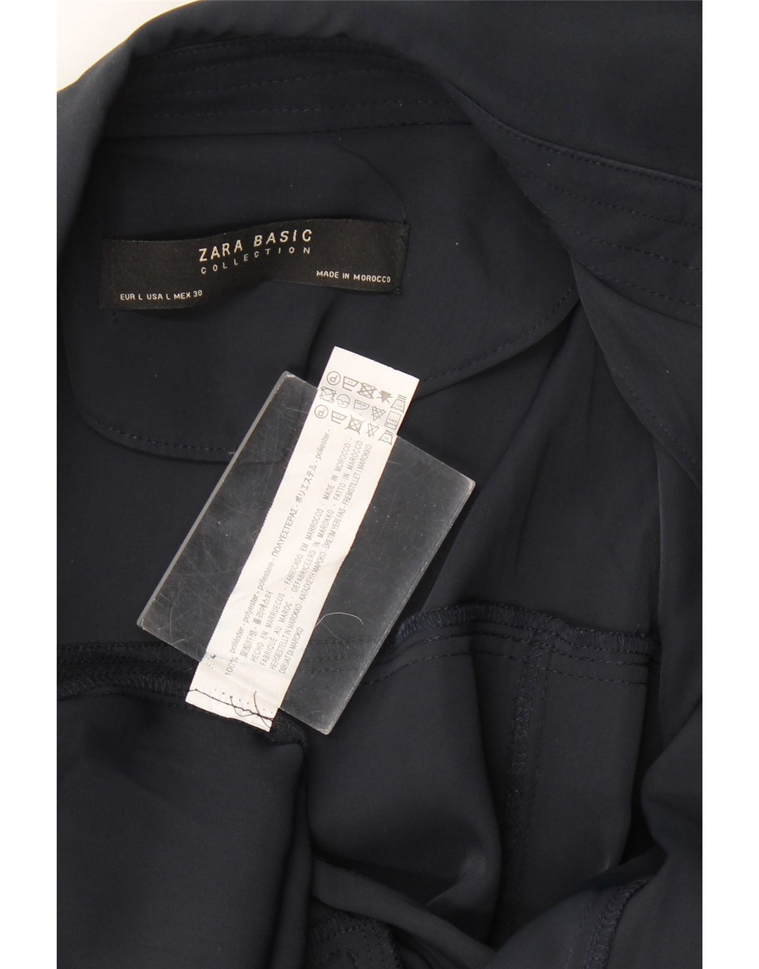 Zara ženski trenč kaput UK 16 veliki tamnoplavi poliester