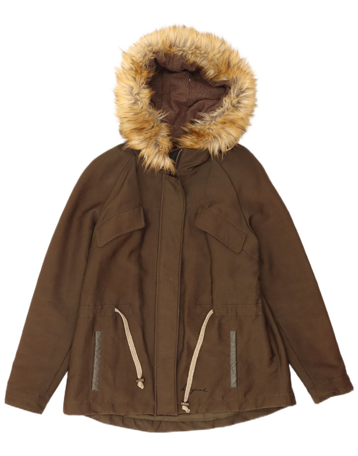 Ženska parka jakna s kapuljačom Desigual, EU 38, srednji kaki pamuk