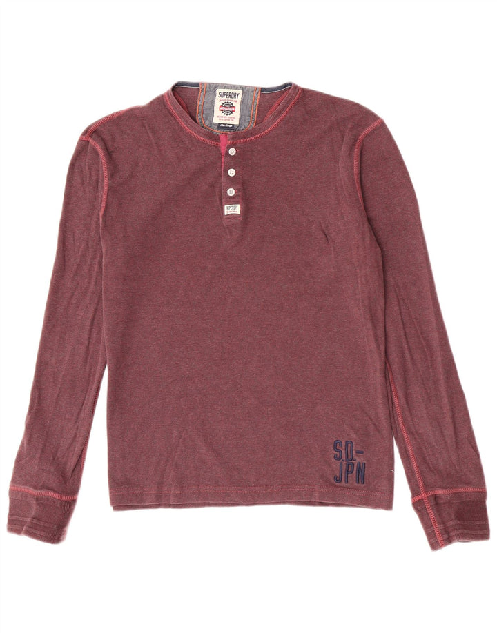 Superdry muška uska majica s dugim rukavima, veliki kestenjasti pamuk