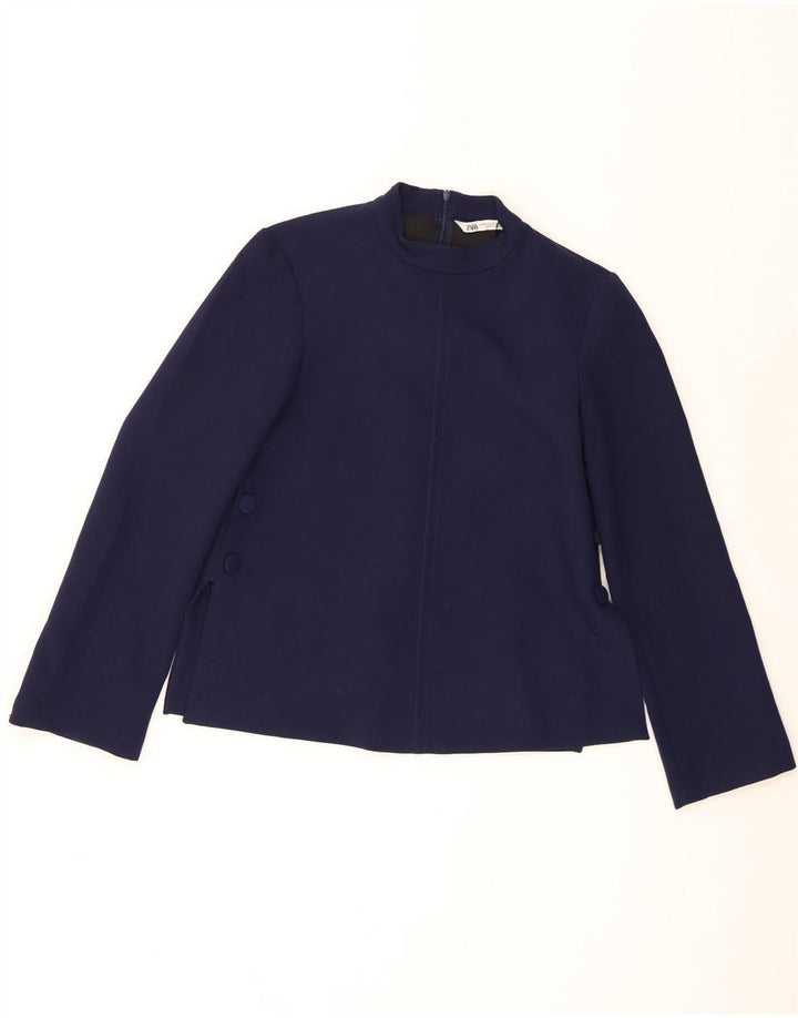 Zara ženski gornji dio bluze dugih rukava UK 6 XS tamnoplavi poliester