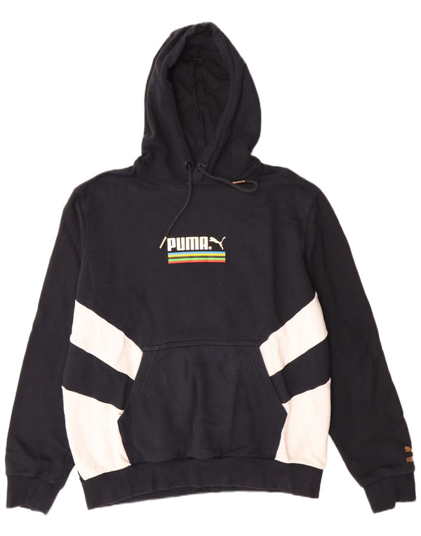 PUMA muška majica s kapuljačom s kapuljačom, veliki crni pamuk u blokovima boja