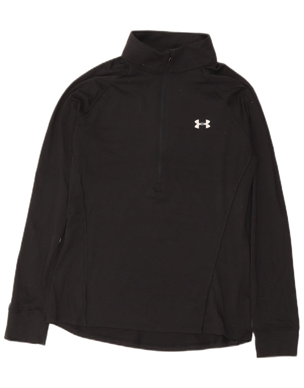 UNDER ARMOUR Womens Zip Neck Pullover Tracksuit Top UK 12 Medium Black