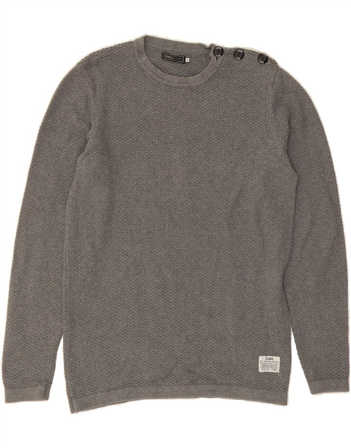 JACK & JONES Mens Crew Neck Jumper Sweater Small Grey Cotton Vintage Jack & Jones and Second-Hand Jack & Jones from Messina Hembry 