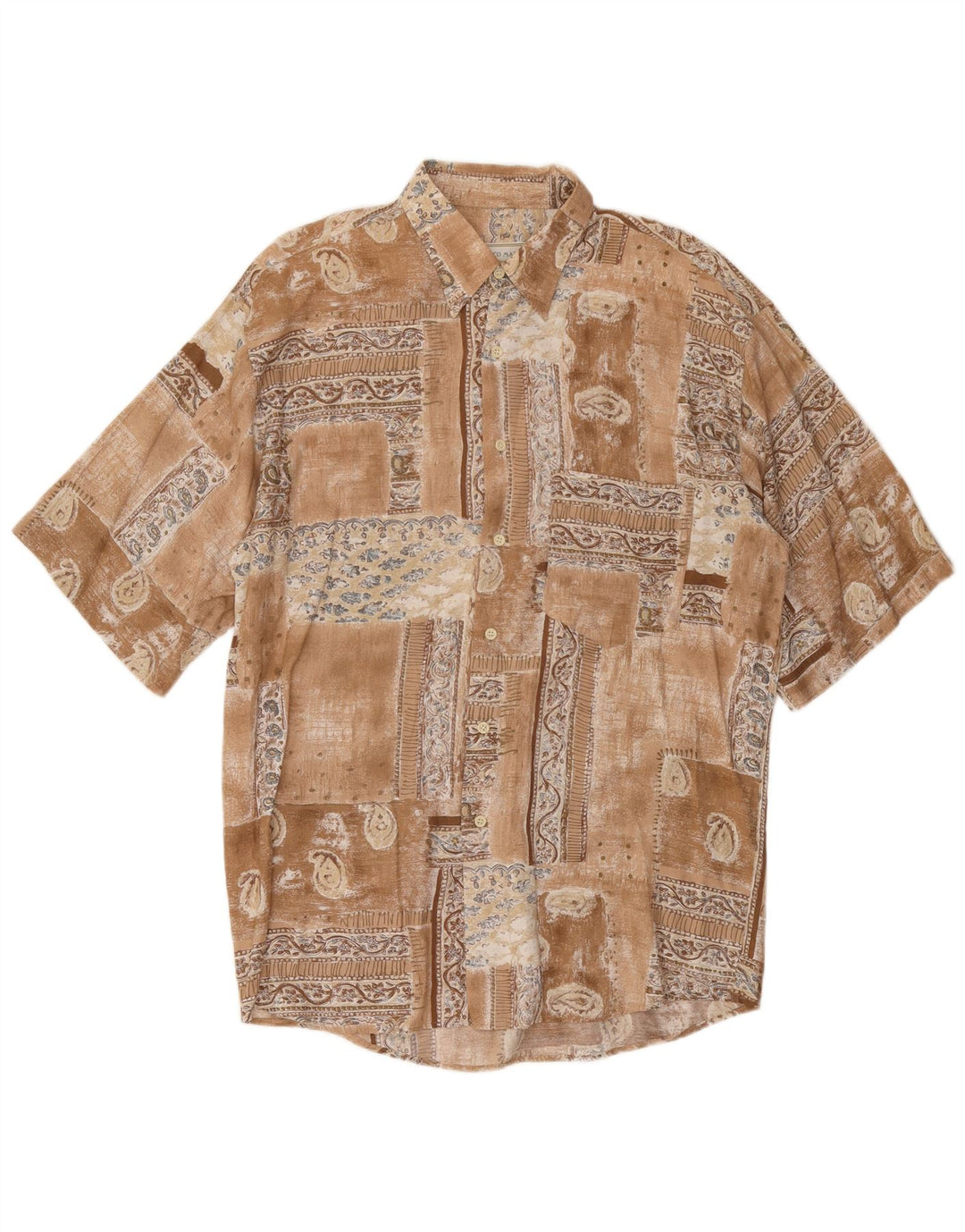 VINTAGE muška košulja kratkih rukava Veliki smeđi patchwork