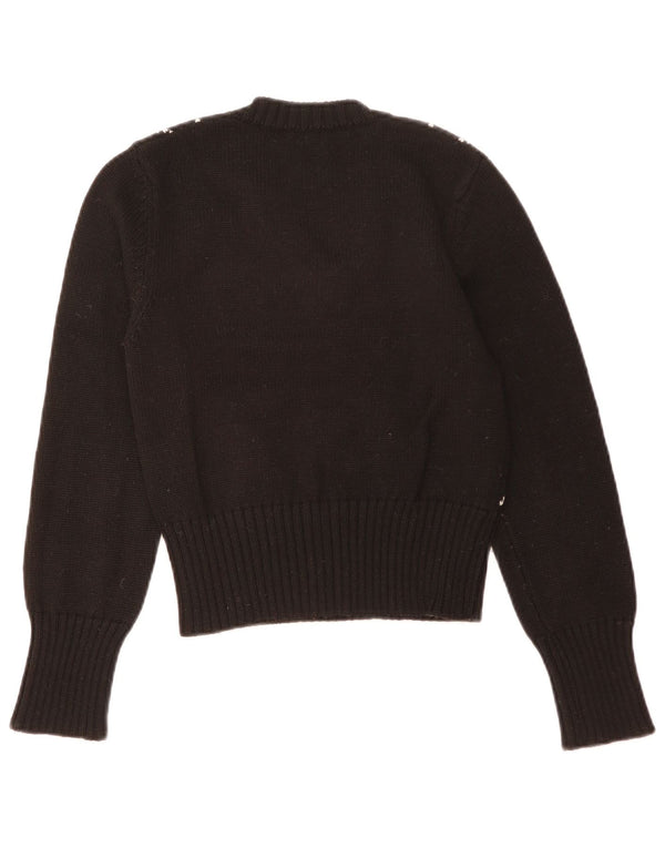 Benetton ženski džemper s V-izrezom UK 12 Srednji crni Argyle/Diamond