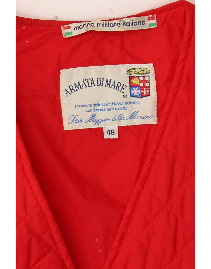 ARMATA DI MARE Mens Quilted Gilet IT 48 Medium Red Vintage Armata Di Mare and Second-Hand Armata Di Mare from Messina Hembry 