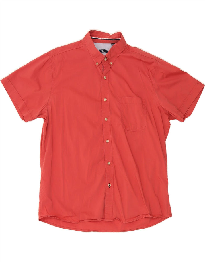 IZOD Mens Short Sleeve Shirt Large Red Cotton Vintage Izod and Second-Hand Izod from Messina Hembry 