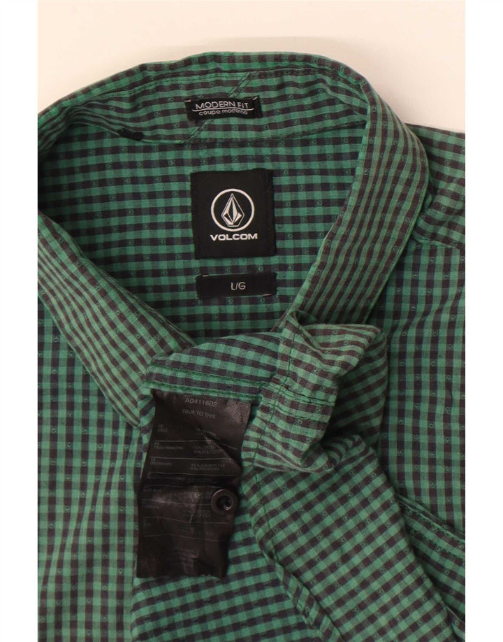 Volcom muška moderna majica kratkih rukava, veliki zeleni pamuk od ginghama