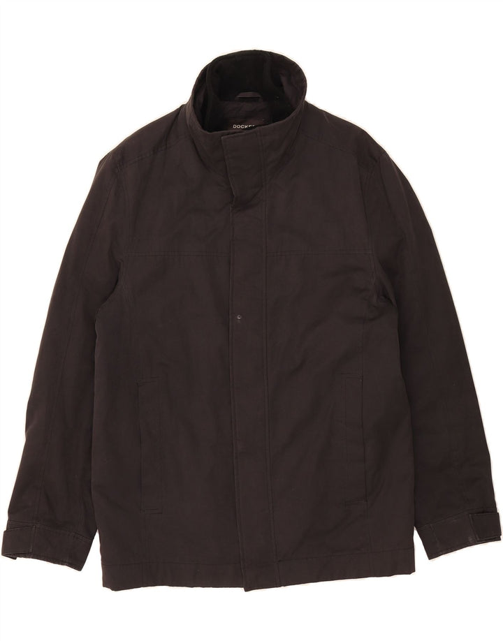 DOCKERS Mens Windbreaker Jacket UK 38 Medium Black Polyester Vintage Dockers and Second-Hand Dockers from Messina Hembry 