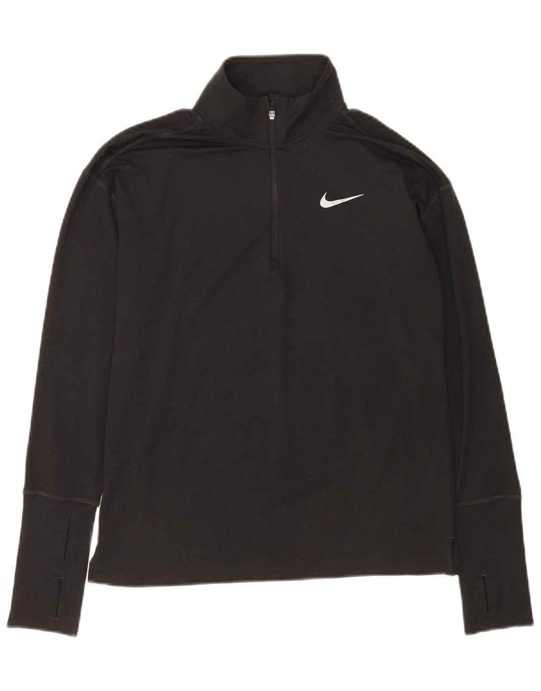Nike Dri Fit majica s dugim rukavima i izrezom s patentnim zatvaračem, crna