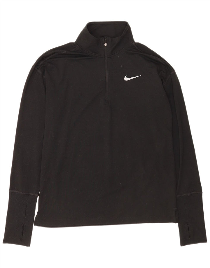 Nike Dri Fit majica s dugim rukavima i izrezom s patentnim zatvaračem, crna