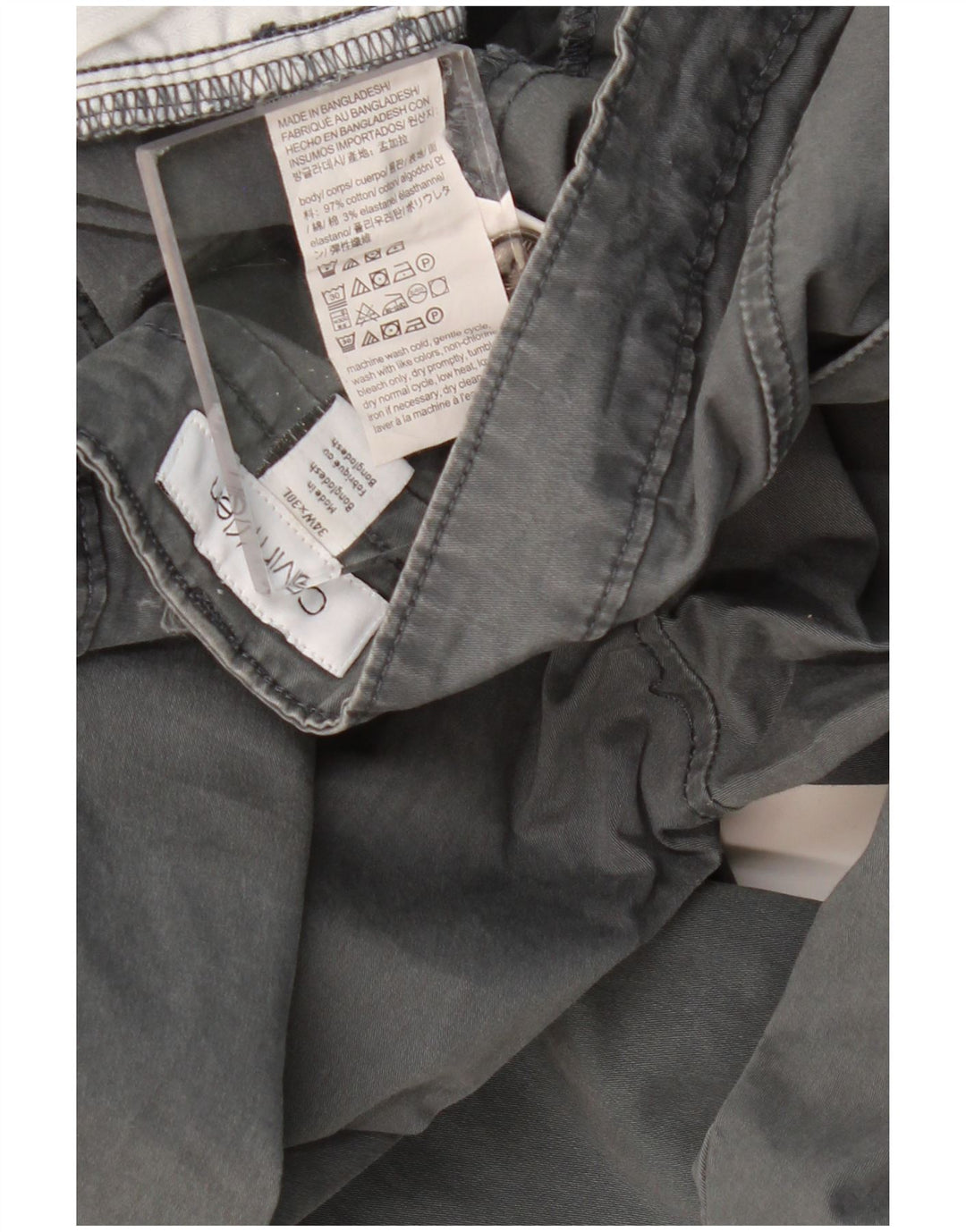 CALVIN KLEIN Muške ravne ležerne hlače W34 L30 Sivi pamuk