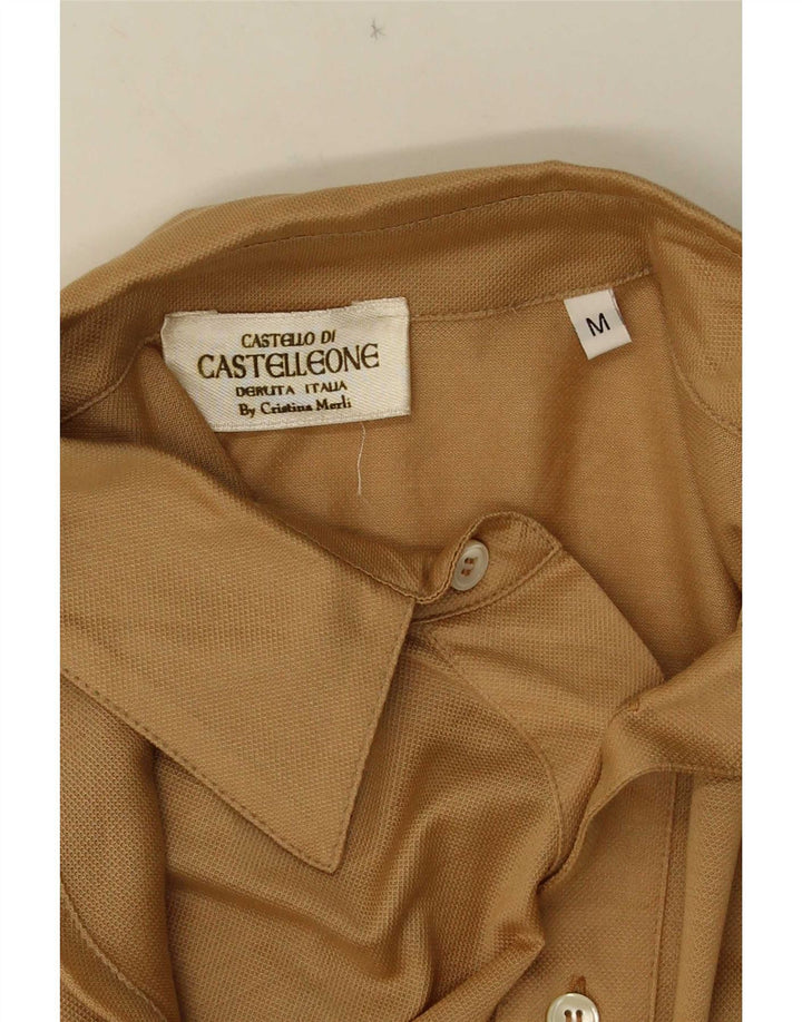 Vintage muška polo majica dugih rukava srednje bež boje