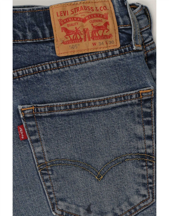 Levi's Mens 505 Regular Straight Jeans W34 L30 Plavi pamuk