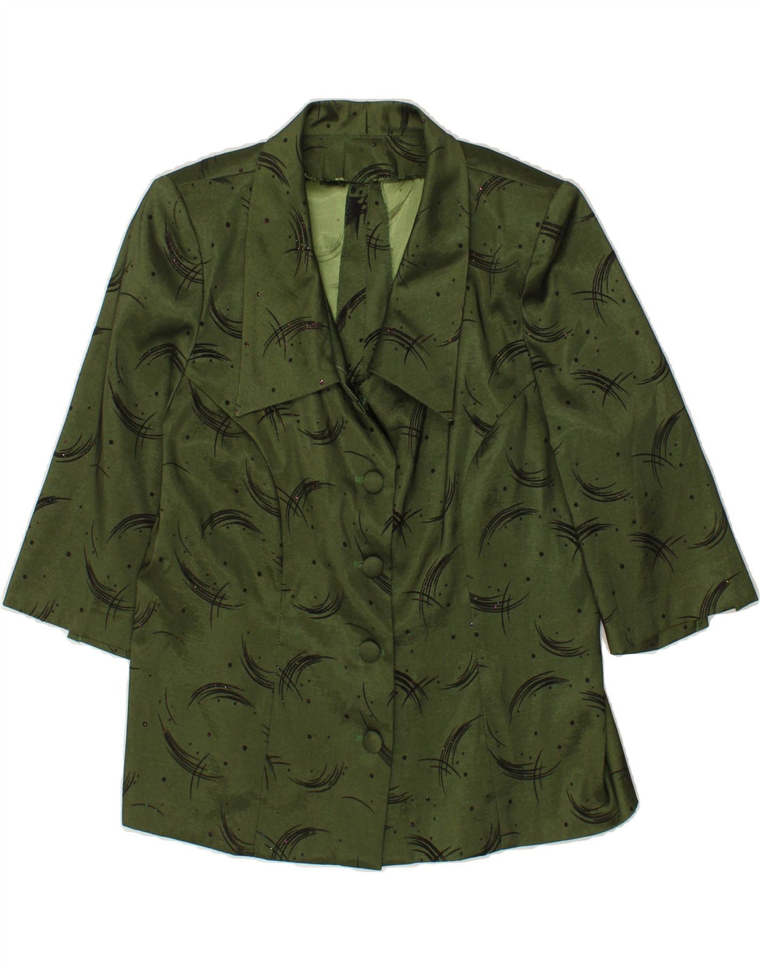 VINTAGE Womens Short Sleeve 4 Button Blazer Jacket UK 14 Large Green Vintage Vintage and Second-Hand Vintage from Messina Hembry 