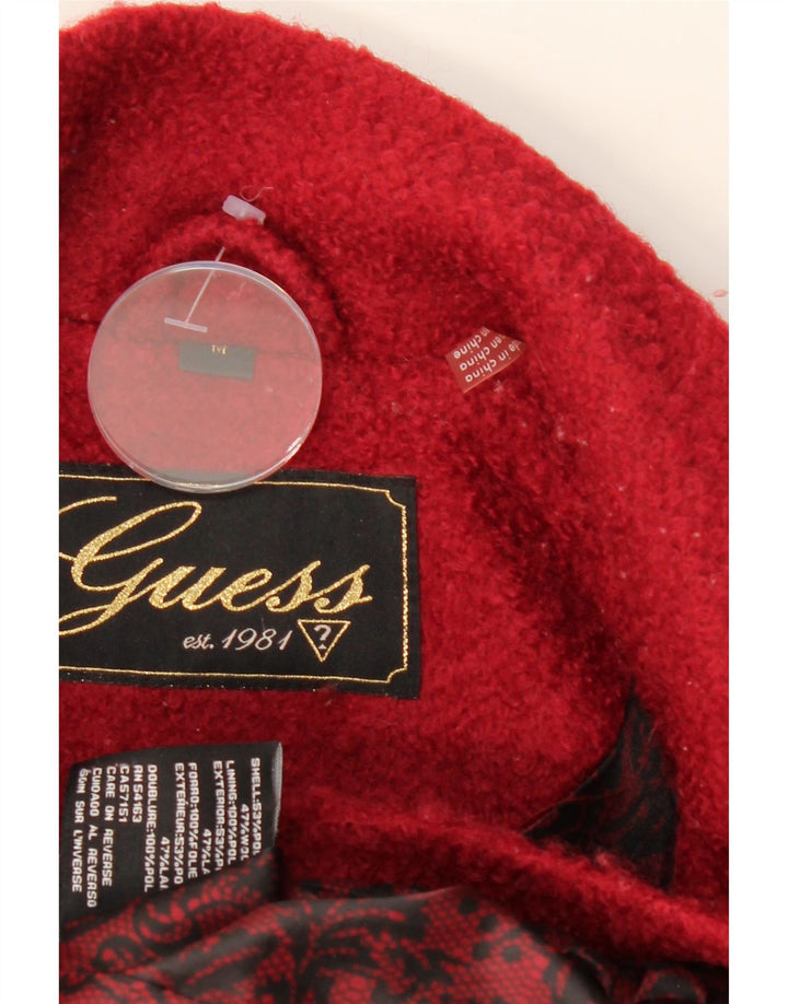 GUESS Womens Double Breasted Blazer Jacket UK 12 Medium Red Polyester Vintage Guess and Second-Hand Guess from Messina Hembry 