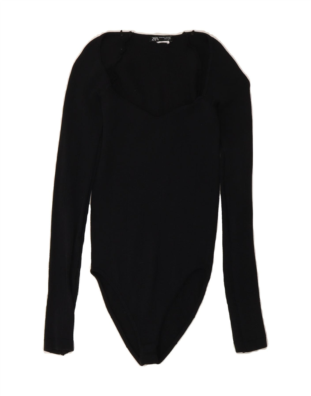 ZARA Womens Long Sleeve Bodysuit UK 4 XS Black Vintage Zara and Second-Hand Zara from Messina Hembry 