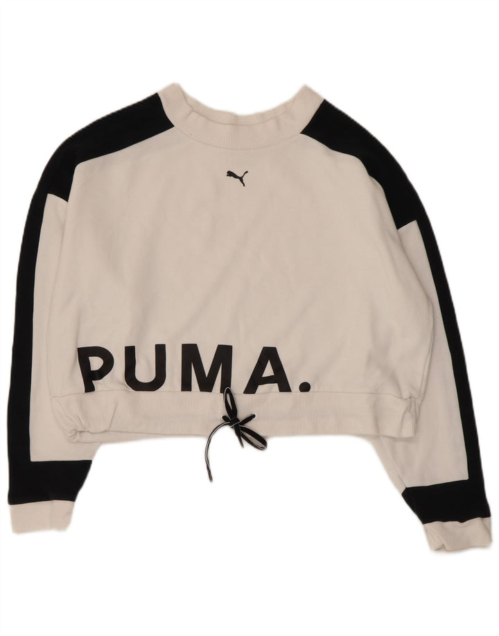 Puma ženski kratki grafički džemper UK 14 srednje bijele boje