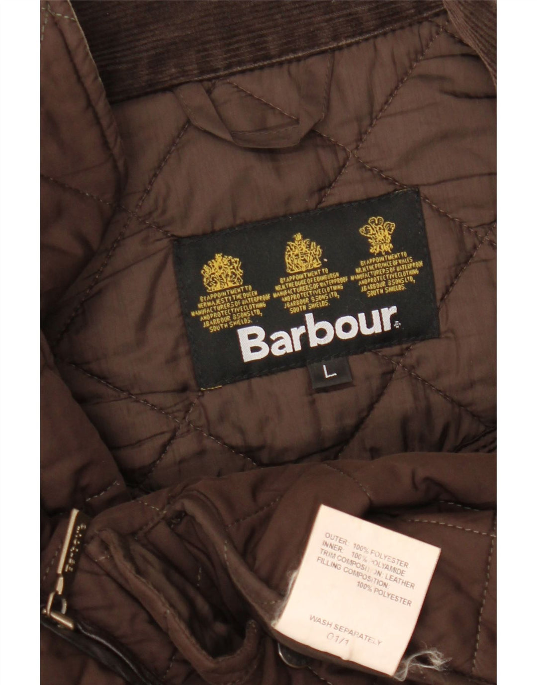 BARBOUR Muška prošivena jakna UK 40 veliki smeđi poliester