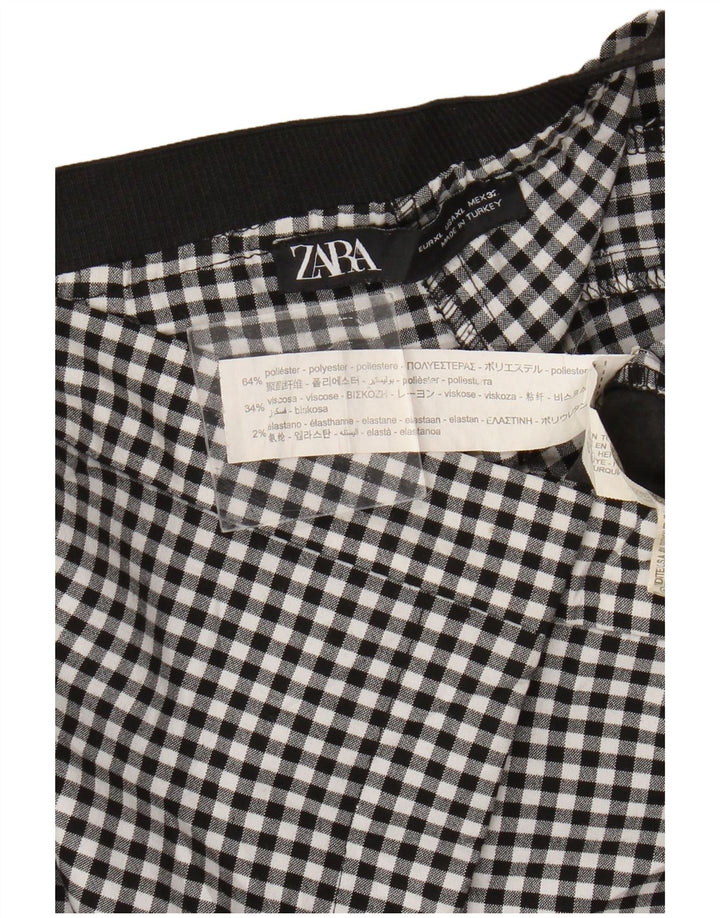 Zara ženske uske chino hlače XL W32 L27 crni gingham poliester