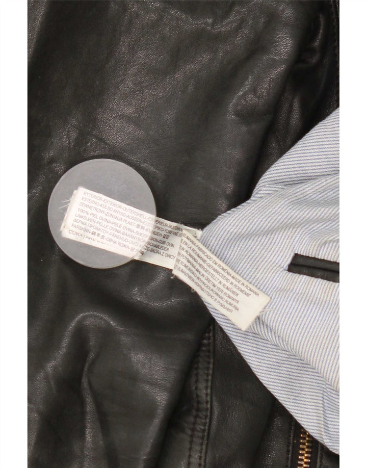 Massimo Dutti ženska biciklistička kožna jakna UK 10 Mala crna