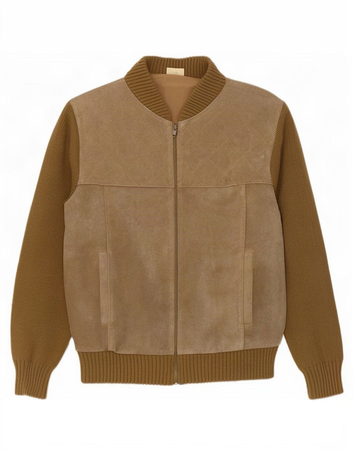 Vintage ženska bomber jakna od brušene kože EU 50 XL bež poliakrilna boja
